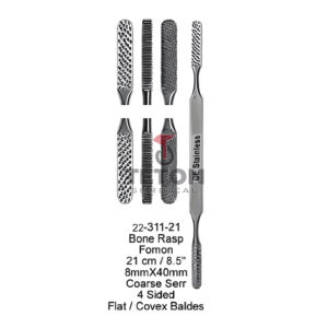 Bone Rasp Fomon 21 cm/8.5" 8mmX40mm Coarse Serr 4 Sided Flat/Covex Baldes