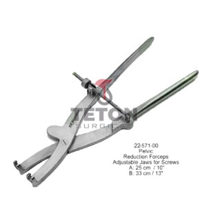 Pelvic Reduction Forceps Adjustable Jaws for Ścrews A: 25 cm/10"B: 33 cm/13"