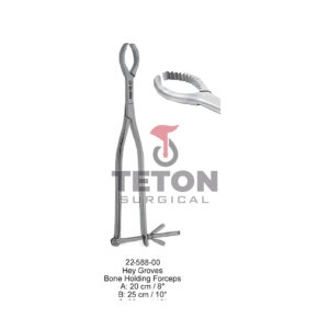 Hey Groves  Bone Holding Forceps A: 20 cm/8" B: 25 cm /10"