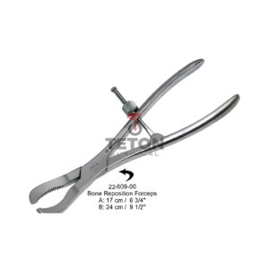 Bone Reposition Forceps A: 17 cm/ 6 3/4" B: 24 cm/ 9 1/2